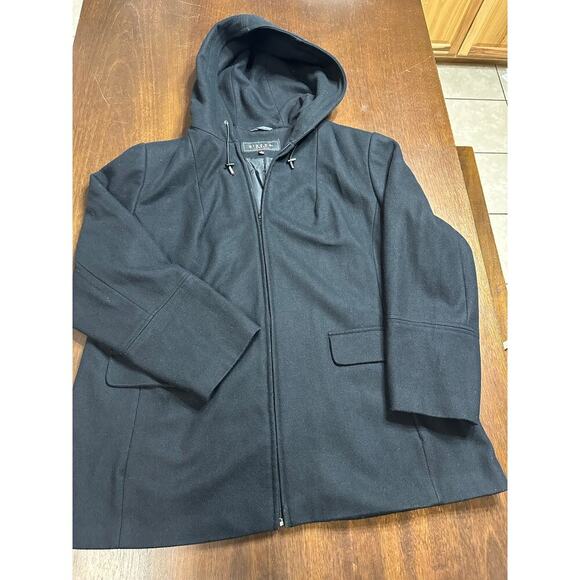 Giacca Wool Blend Pea Coat Jacket Women 2X Fall Winter Career Minimalist Luxary - Picture 1 of 11